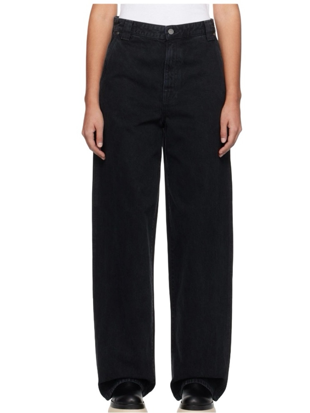 KHAITE Bacall Wide Leg Relaxed Fit Black Denim Trouser Jeans Size 28 NEW NWT